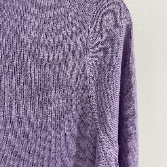 Kate Spade Painter Pansy Purple Ruffle Buttoned Comfortable Cardigan Size M - Picture 5 of 6